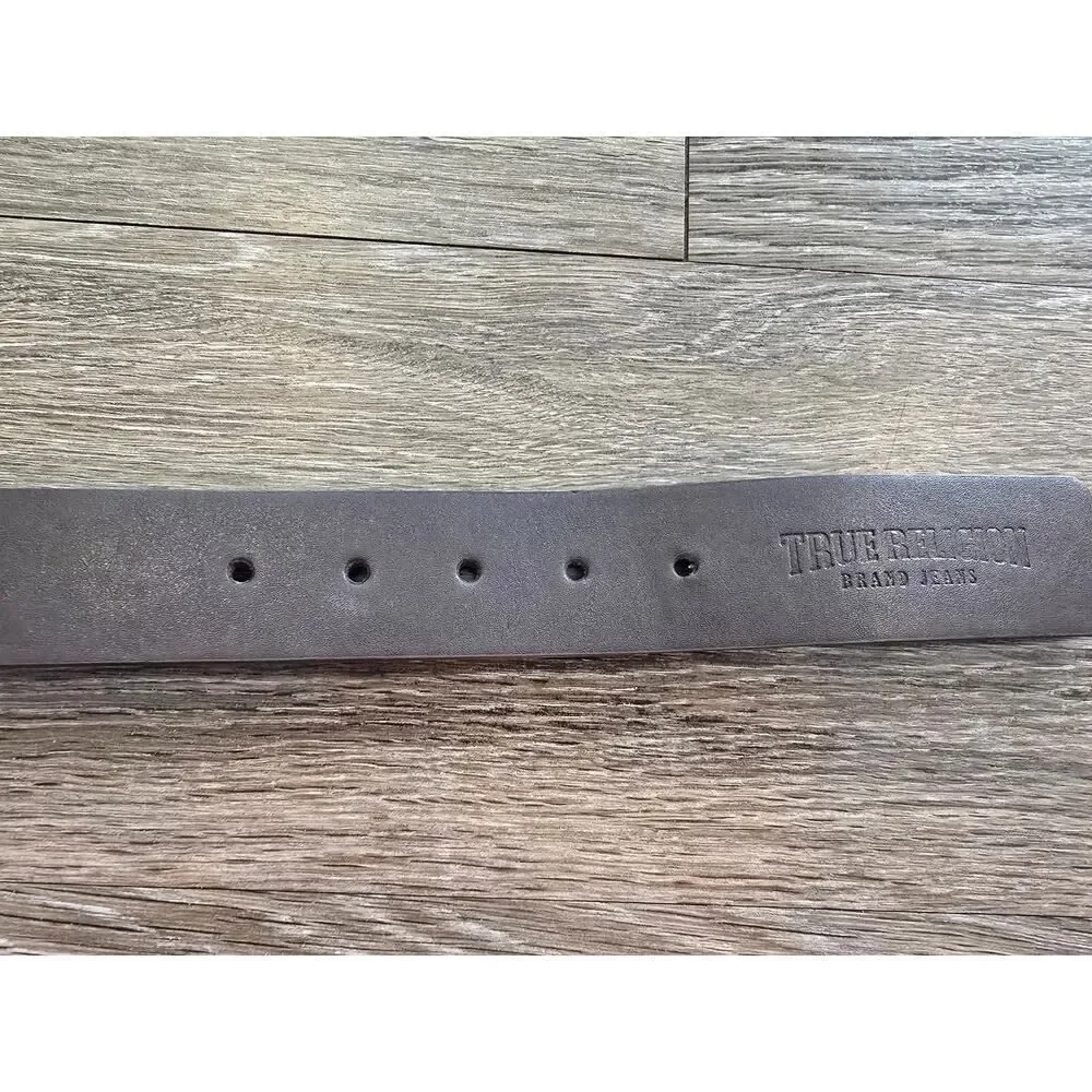 True Religion Brown Leather Belt Size 32 | Casual Designer Brand Jeans Accessory